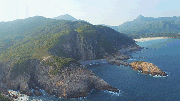 Cliffs along Sai Wan beach in Hong Kong.